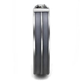 LOA1341 - High polished (no plating) Stainless Steel Ring with Top Grade Crystal  in Black Diamond - Alamode