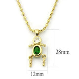 LOA1358 - Gold Brass Chain Pendant with AAA Grade CZ in Emerald - Alamode - Flyclothing LLC