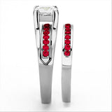 LOA1362 - High polished (no plating) Stainless Steel Ring with AAA Grade CZ  in Multi Color - Alamode