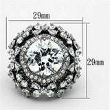LOA874 - Ruthenium Brass Ring with AAA Grade CZ in Clear - Alamode - Flyclothing LLC