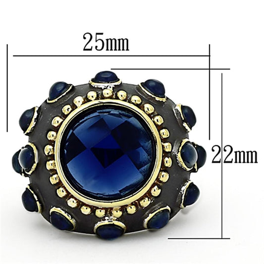LOA880 - Reverse Two-Tone Brass Ring with Synthetic Synthetic Glass in Montana