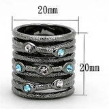 LOA883 - Ruthenium Brass Ring with Top Grade Crystal in Multi Color - Alamode - Flyclothing LLC