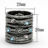 LOA883 - Ruthenium Brass Ring with Top Grade Crystal  in Multi Color - Alamode