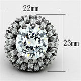LOA885 - Ruthenium Brass Ring with AAA Grade CZ  in Clear - Alamode