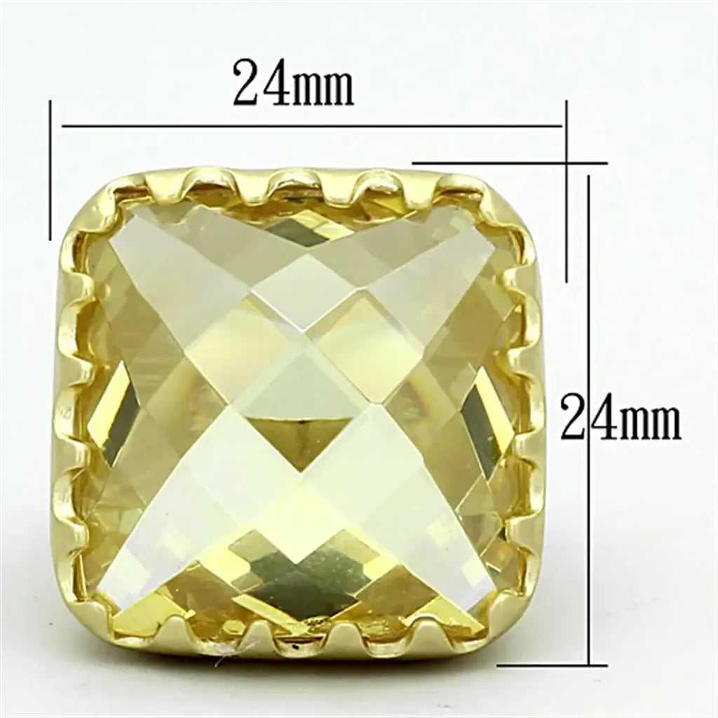 LOA888 - Matte Gold Brass Ring with AAA Grade CZ in Citrine Yellow - Alamode - Flyclothing LLC