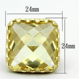 LOA888 - Matte Gold Brass Ring with AAA Grade CZ  in Citrine Yellow - Alamode