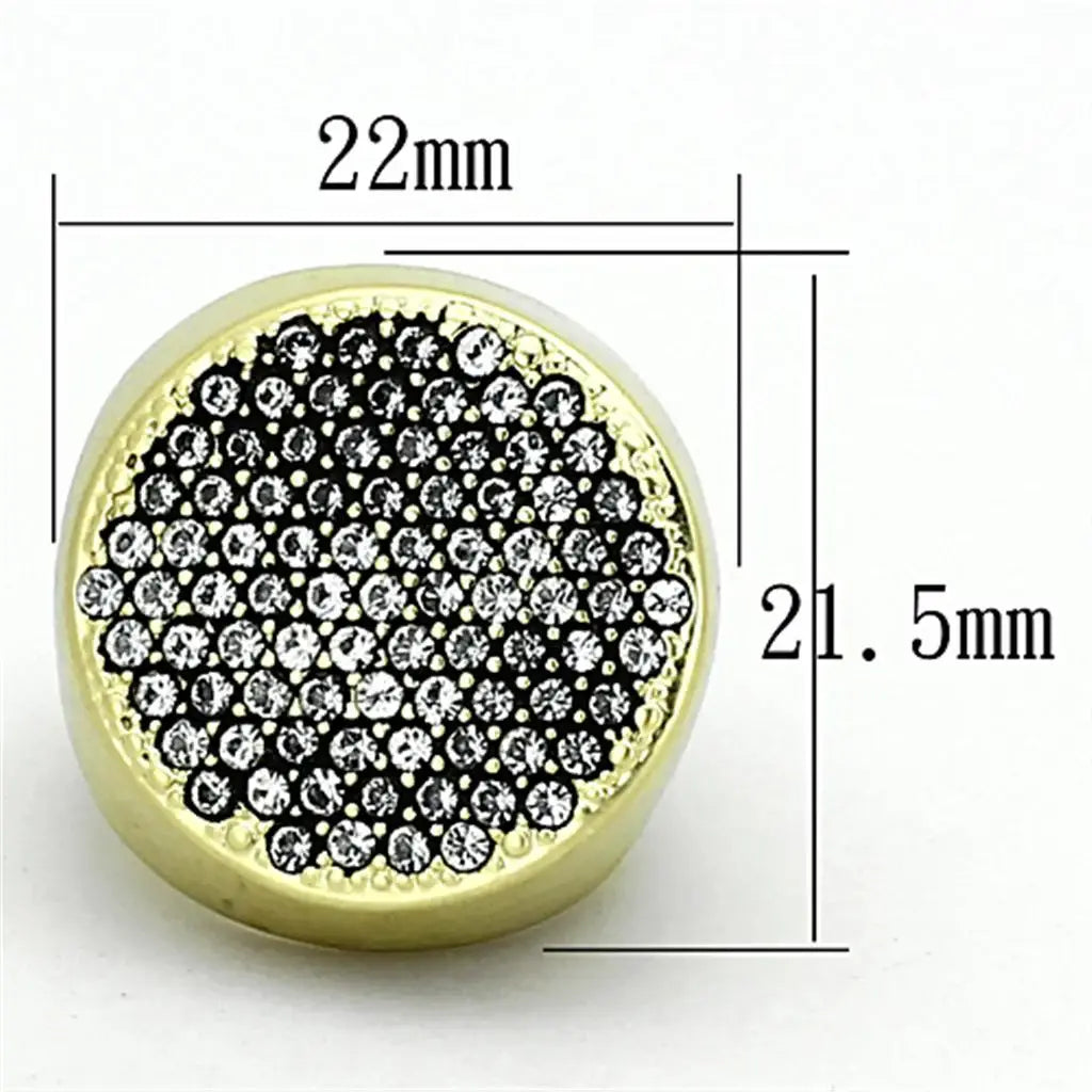 LOA889 - Matte Gold Brass Ring with Top Grade Crystal in Clear - Alamode - Flyclothing LLC