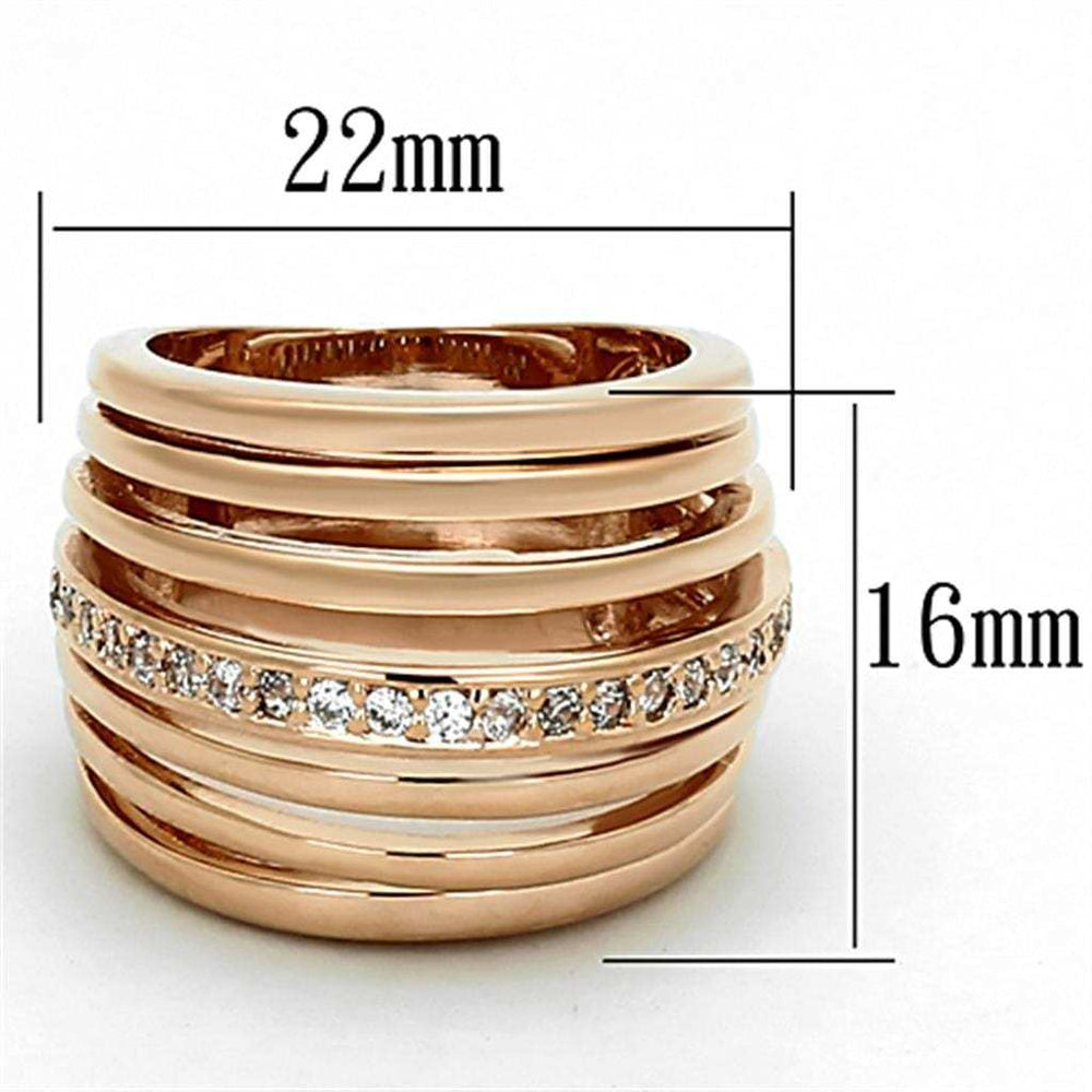 LOA890 - Rose Gold Brass Ring with AAA Grade CZ in Clear - Alamode - Flyclothing LLC