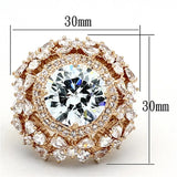 LOA891 - Rose Gold Brass Ring with AAA Grade CZ in Clear - Alamode - Flyclothing LLC