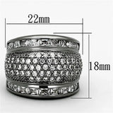 LOA894 - Ruthenium Brass Ring with AAA Grade CZ in Clear - Alamode - Flyclothing LLC