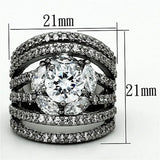 LOA895 - Ruthenium Brass Ring with AAA Grade CZ in Clear - Alamode - Flyclothing LLC
