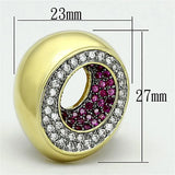 LOA902 - Gold+Ruthenium Brass Ring with AAA Grade CZ in Ruby - Alamode - Flyclothing LLC