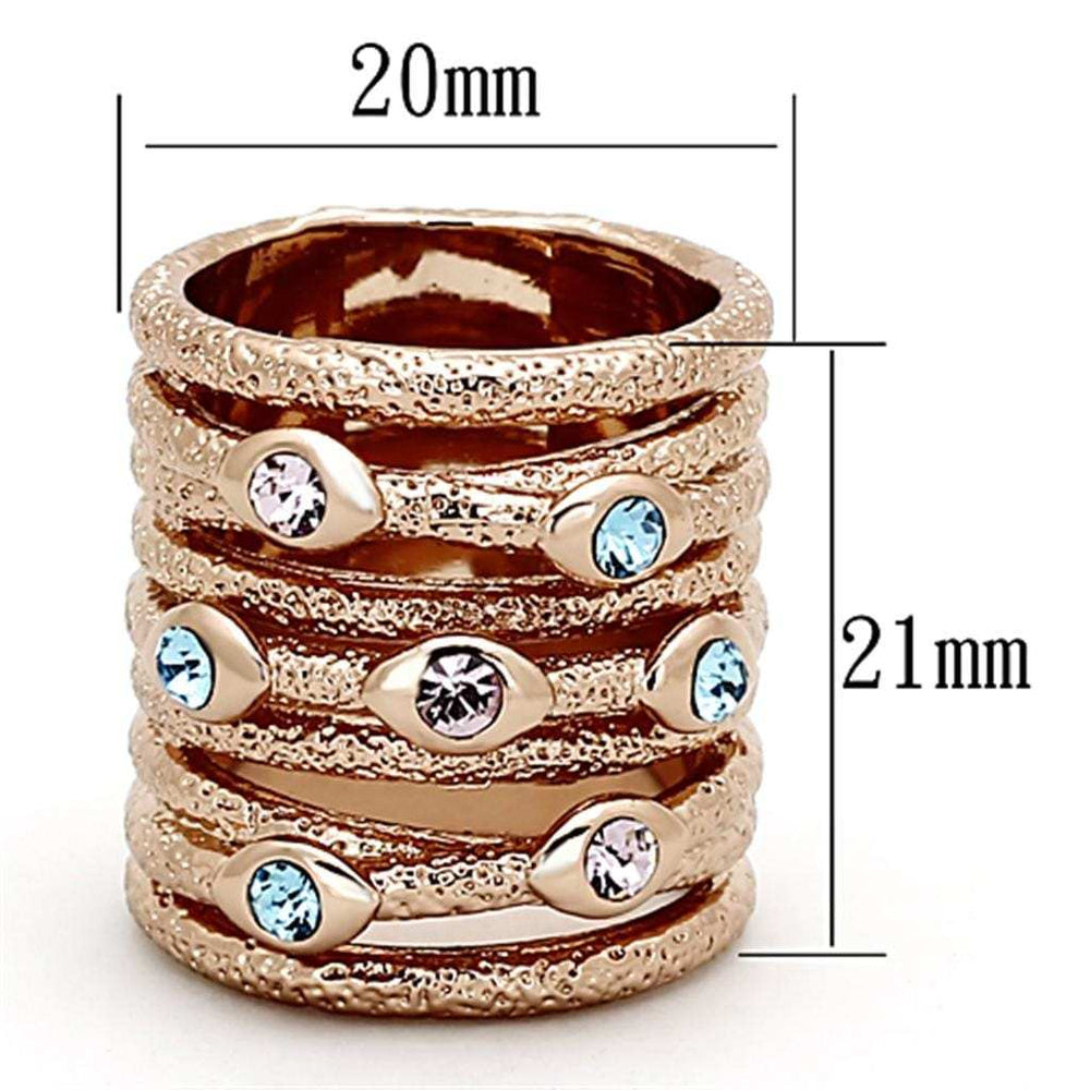 LOA909 - Rose Gold Brass Ring with Top Grade Crystal in Multi Color - Alamode - Flyclothing LLC