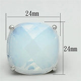 LOA910 - Rhodium Brass Ring with Synthetic Synthetic Glass in Aurora Borealis (Rainbow Effect) - Alamode - Flyclothing LLC