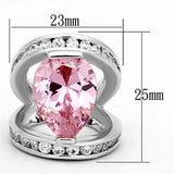 LOA924 - Rhodium Brass Ring with AAA Grade CZ in Rose - Alamode - Flyclothing LLC