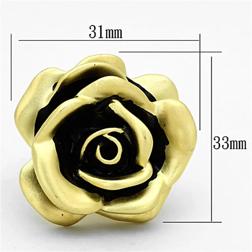 LOA930 - Matte Gold Brass Ring with Epoxy in Jet - Alamode - Flyclothing LLC