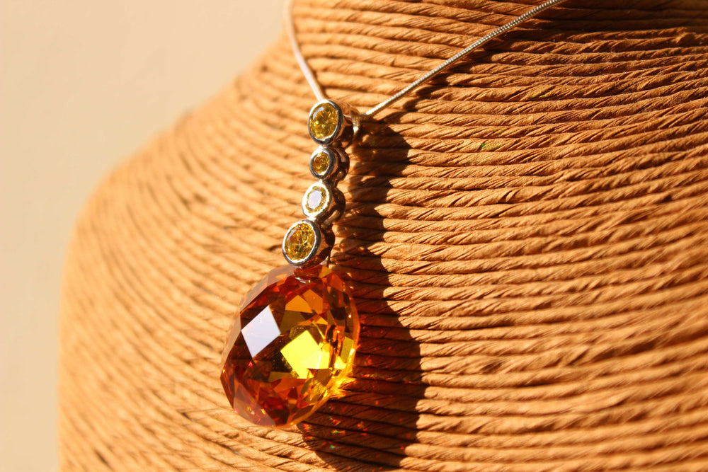 LOAS1388 - 14 K Gold tone 925 Sterling Silver Chain Pendant with AAA Grade CZ in Yellow - Alamode - Flyclothing LLC