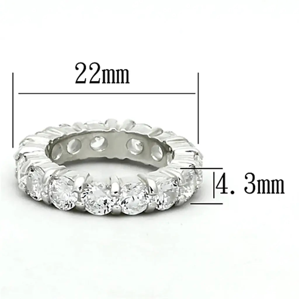 LOAS932 - Silver 925 Sterling Silver Ring with AAA Grade CZ in Clear - Alamode - Flyclothing LLC