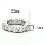 LOAS932 - Silver 925 Sterling Silver Ring with AAA Grade CZ in Clear - Alamode - Flyclothing LLC