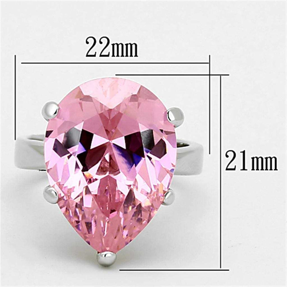 LOAS948 - Rhodium 925 Sterling Silver Ring with AAA Grade CZ in Rose - Alamode - Flyclothing LLC