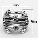 LOATK1372 - High polished (no plating) Stainless Steel Ring with Epoxy in Jet - Alamode - Flyclothing LLC