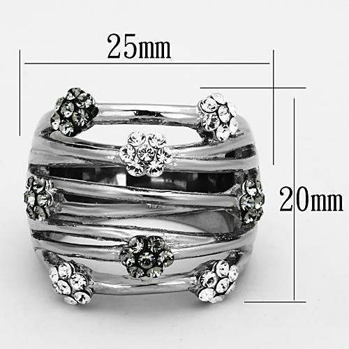 LOATK1372 - High polished (no plating) Stainless Steel Ring with Epoxy in Jet - Alamode - Flyclothing LLC