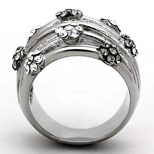 LOATK1372 - High polished (no plating) Stainless Steel Ring with Epoxy in Jet - Alamode - Flyclothing LLC