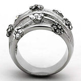 LOATK1372 - High polished (no plating) Stainless Steel Ring with Epoxy in Jet - Alamode - Flyclothing LLC
