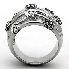 LOATK1372 - High polished (no plating) Stainless Steel Ring with Epoxy  in Jet