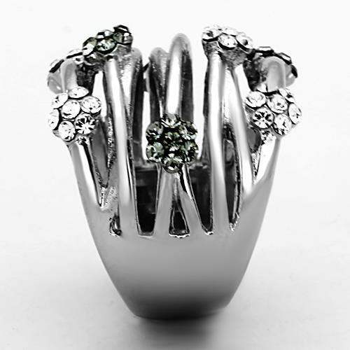 LOATK1372 - High polished (no plating) Stainless Steel Ring with Epoxy in Jet - Alamode - Flyclothing LLC