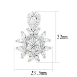 LOS067 - Rhodium 925 Sterling Silver Pendant with AAA Grade CZ in Clear - Alamode - Flyclothing LLC