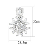 LOS067 - Rhodium 925 Sterling Silver Pendant with AAA Grade CZ  in Clear - Alamode