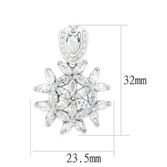 LOS067 - Rhodium 925 Sterling Silver Pendant with AAA Grade CZ  in Clear