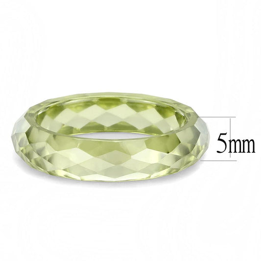LOS082 -  Stone Ring with AAA Grade CZ  in Olivine color
