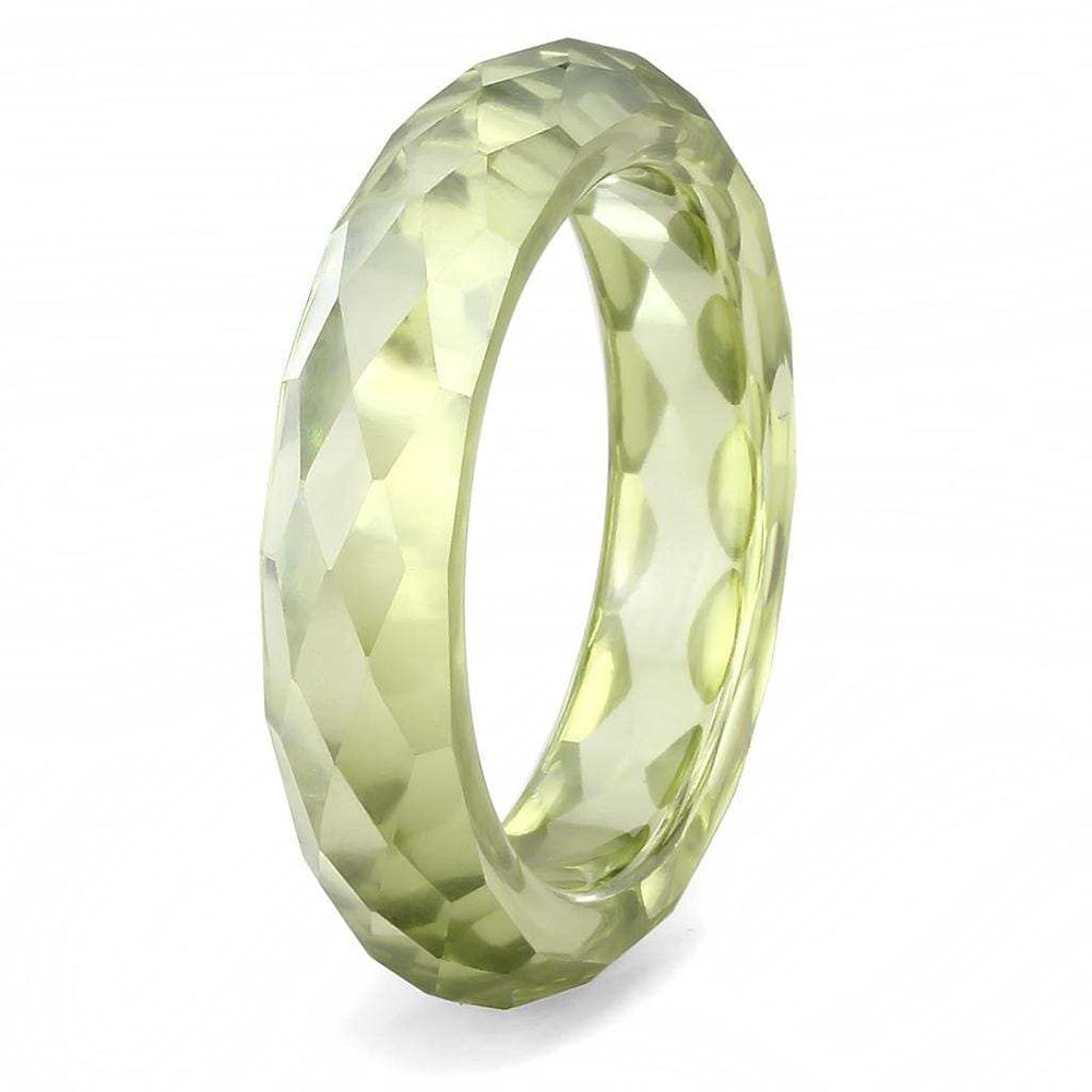 LOS082 - Stone Ring with AAA Grade CZ in Olivine color - Alamode - Flyclothing LLC