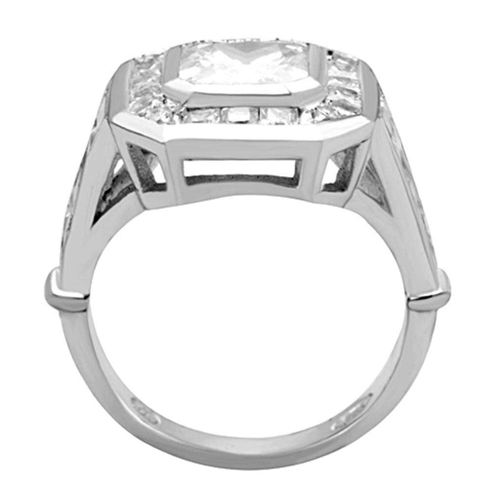 LOS267 - Rhodium 925 Sterling Silver Ring with AAA Grade CZ in Clear - Alamode - Flyclothing LLC