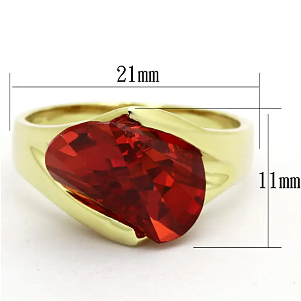 LOS641 - Gold 925 Sterling Silver Ring with AAA Grade CZ in Garnet - Alamode - Flyclothing LLC