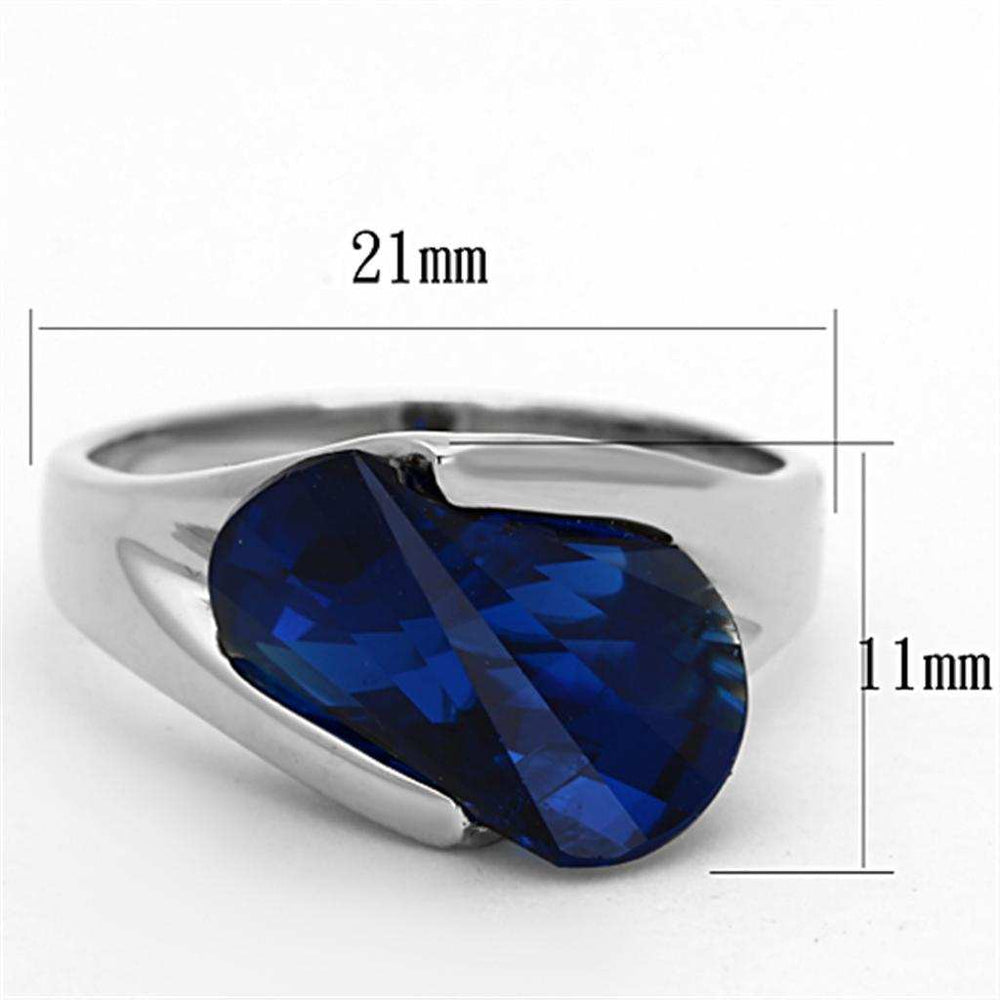 LOS642 - Silver 925 Sterling Silver Ring with Synthetic Synthetic Glass in Montana - Alamode - Flyclothing LLC