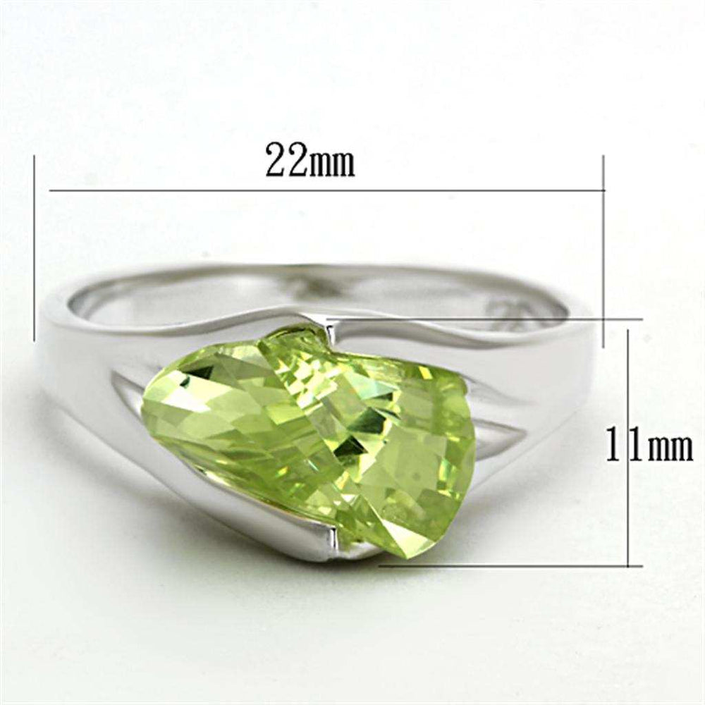 LOS646 - Silver 925 Sterling Silver Ring with AAA Grade CZ in Apple Green color - Alamode - Flyclothing LLC