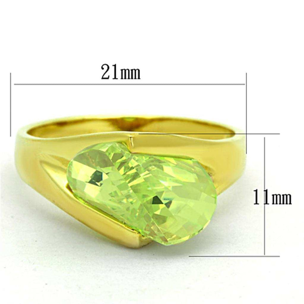LOS647 - Gold 925 Sterling Silver Ring with AAA Grade CZ in Apple Green color - Alamode - Flyclothing LLC