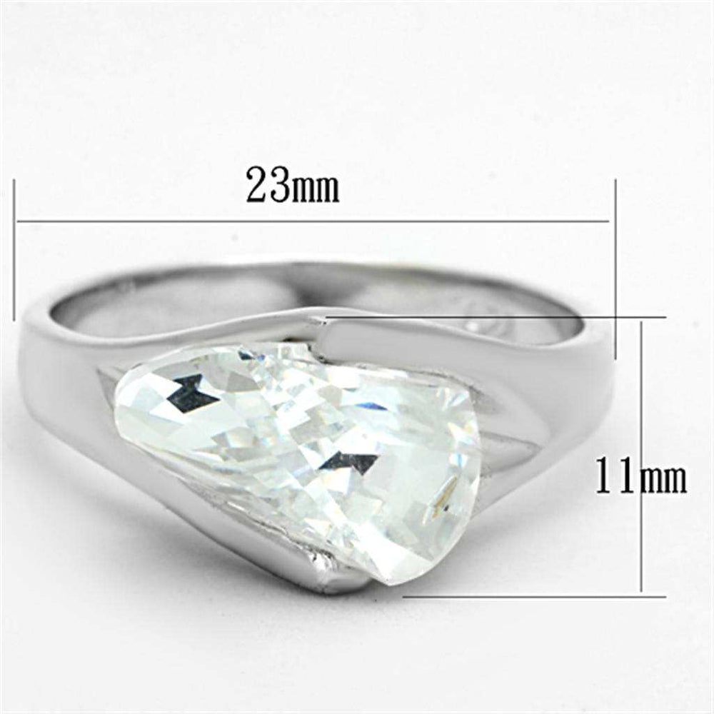 LOS650 - Silver 925 Sterling Silver Ring with AAA Grade CZ in Clear - Alamode - Flyclothing LLC