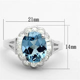 LOS658 - Silver 925 Sterling Silver Ring with Synthetic Spinel in Sea Blue - Alamode - Flyclothing LLC