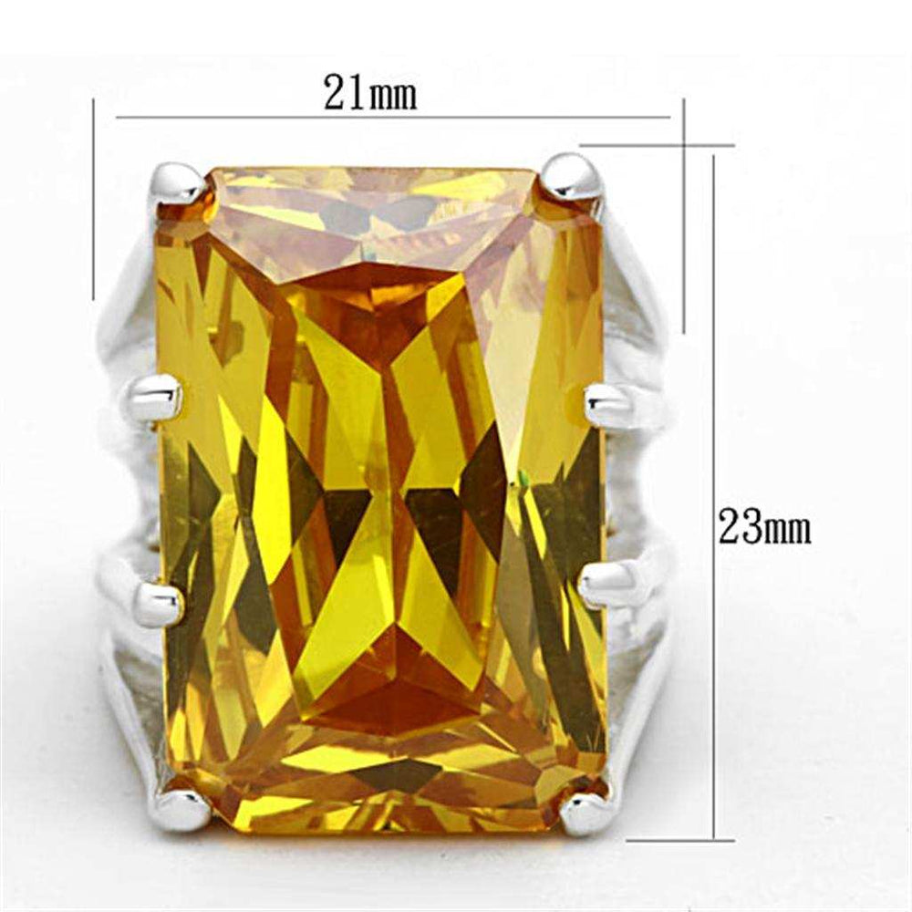 LOS665 - Silver 925 Sterling Silver Ring with AAA Grade CZ in Topaz - Alamode - Flyclothing LLC