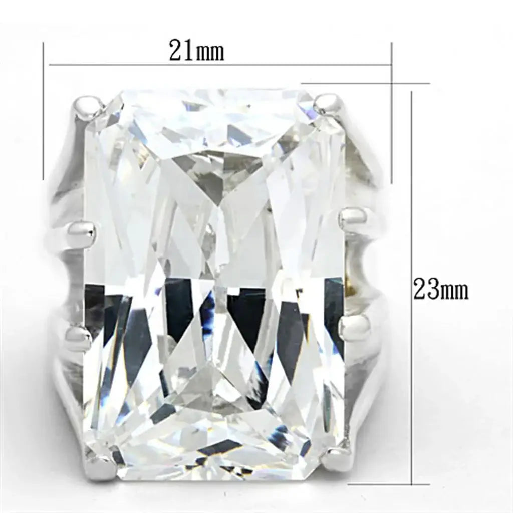 LOS666 - Silver 925 Sterling Silver Ring with AAA Grade CZ in Clear - Alamode - Flyclothing LLC