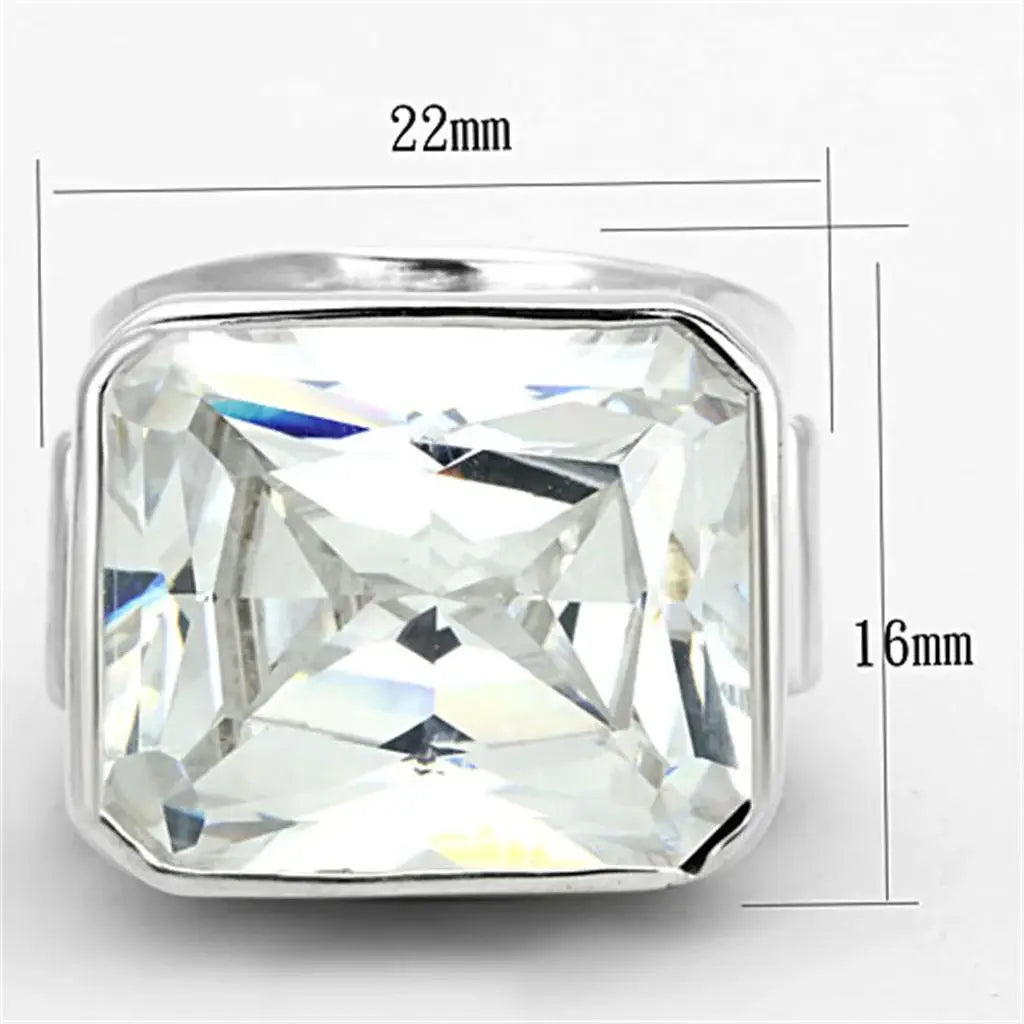 LOS670 - Silver 925 Sterling Silver Ring with AAA Grade CZ in Clear - Alamode - Flyclothing LLC
