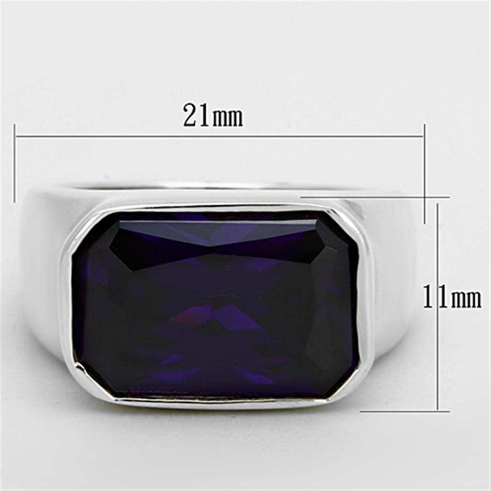 LOS672 - Silver 925 Sterling Silver Ring with AAA Grade CZ in Amethyst - Alamode - Flyclothing LLC