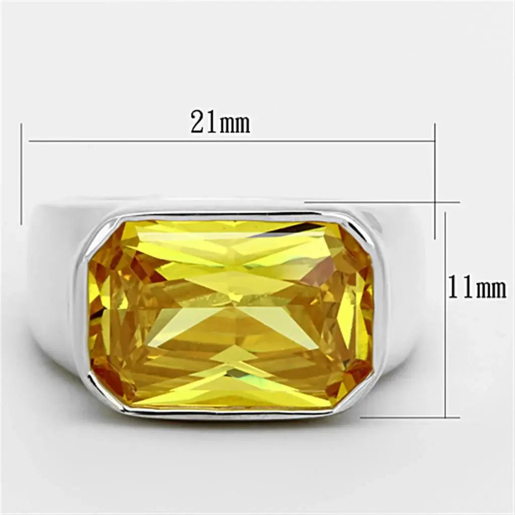 LOS674 - Silver 925 Sterling Silver Ring with AAA Grade CZ in Topaz - Alamode - Flyclothing LLC