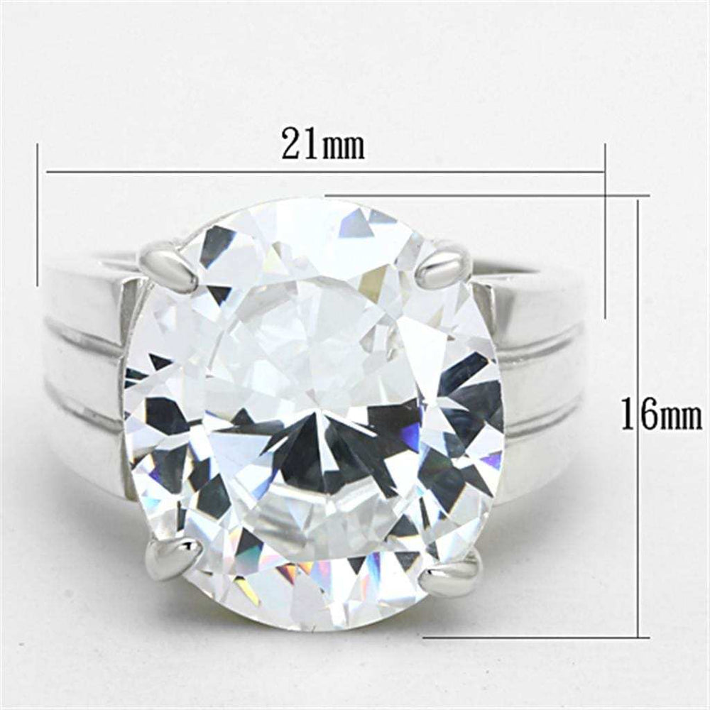 LOS675 - Silver 925 Sterling Silver Ring with AAA Grade CZ in Clear - Alamode - Flyclothing LLC