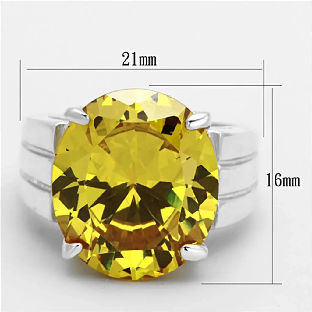 LOS677 - Silver 925 Sterling Silver Ring with AAA Grade CZ in Topaz - Alamode - Flyclothing LLC