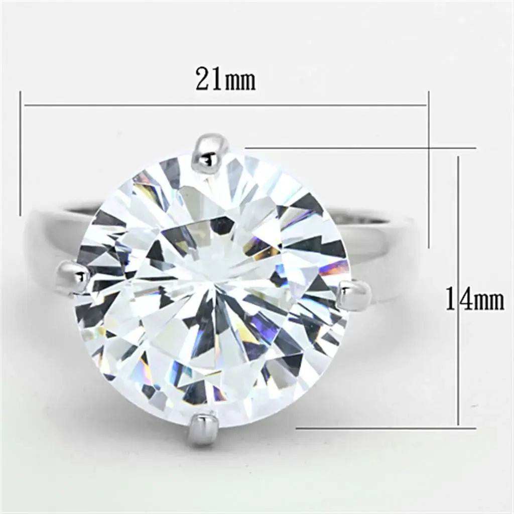 LOS681 - Silver 925 Sterling Silver Ring with AAA Grade CZ in Clear - Alamode - Flyclothing LLC